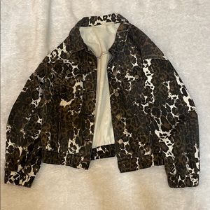 leopard print denim jacket